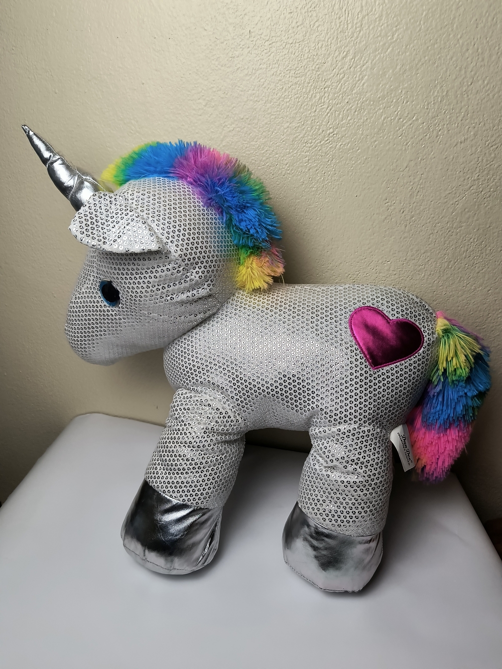 Dan Dee Collector Choice Be Jolly Silver Sequin Unicorn Plush with Rainbow Mane